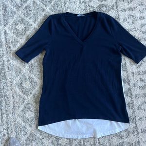 MARKET & SPRUCE brand Cute v neck light sweater with lightweight crisp white